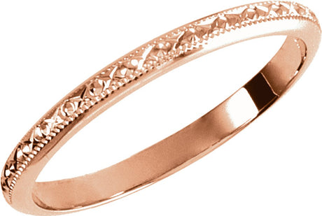 14K Rose 2 mm Milgrain Geometric Band Size 7