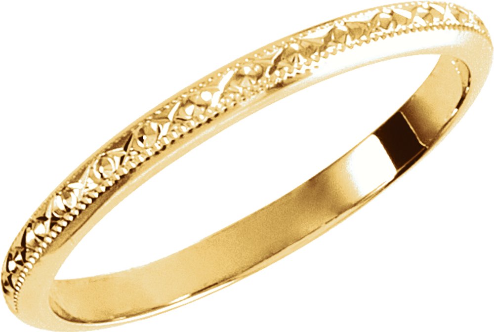 14K Yellow Gold 2 mm Milgrain Geometric Band Size 5