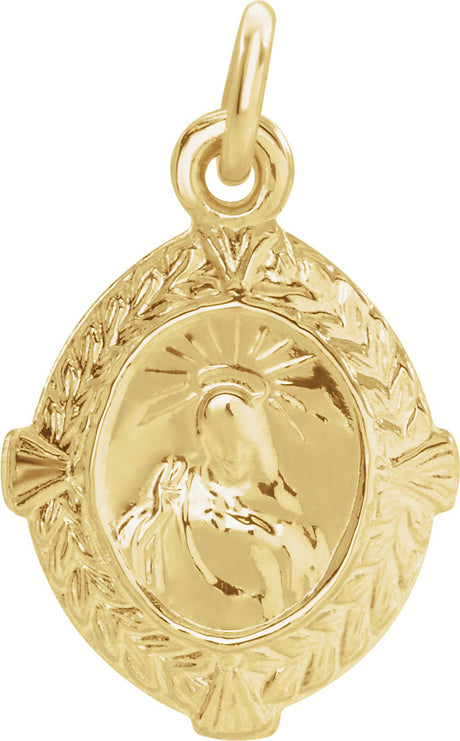 14K Yellow 12x9 mm Sacred Heart of Jesus Medal