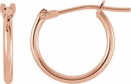 14K Rose Gold Youth Hinged 12.5 mm Hoop Earrings