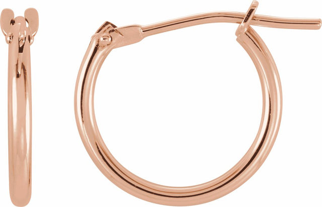 14K Rose Gold Youth Hinged 12.5 mm Hoop Earrings