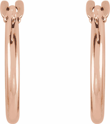 14K Rose 12.5 mm Hinged Hoop Earrings