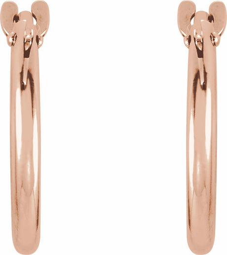 14K Rose 12.5 mm Hinged Hoop Earrings