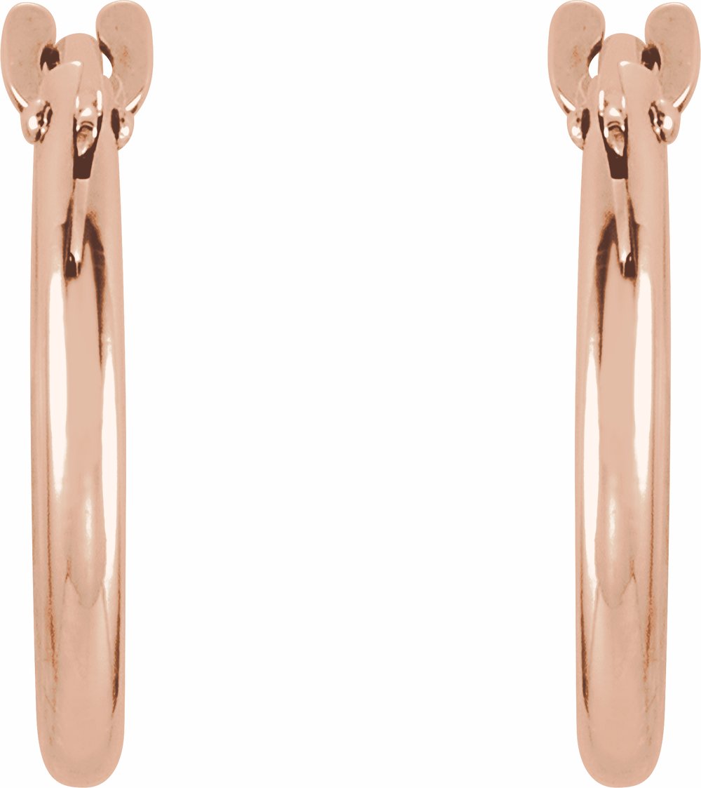 14K Rose 12.5 mm Hinged Hoop Earrings