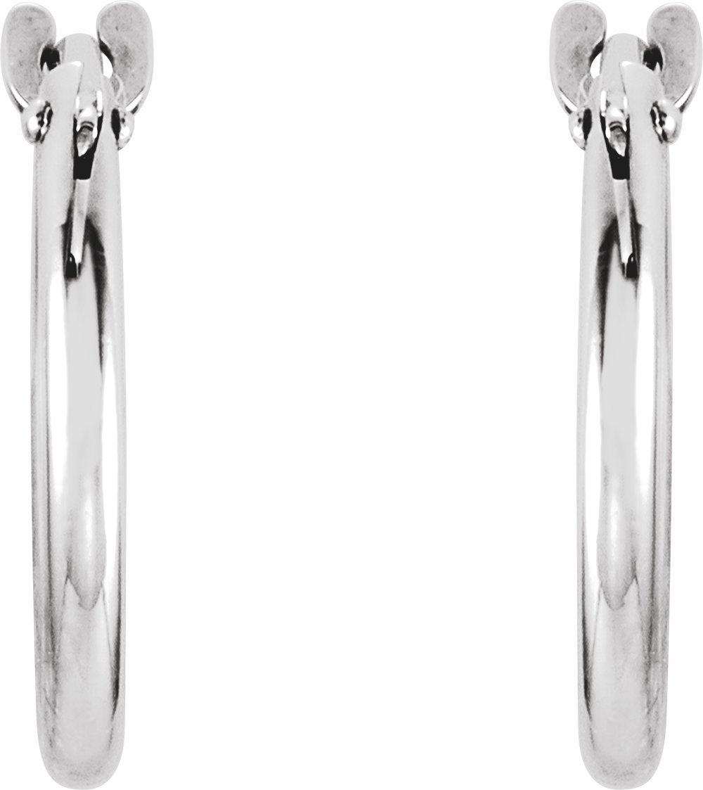 14K White 12.5 mm Hinged Hoop Earrings