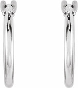 14K White 12.5 mm Hinged Hoop Earrings