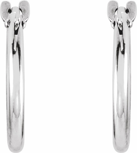 14K White 12.5 mm Hinged Hoop Earrings