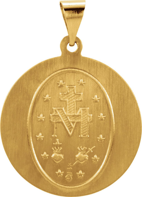 14K Yellow 22 mm Hollow Round Miraculous Medal
