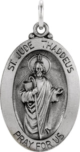 Sterling Silver 25x18 mm Oval St. Jude Thaddeus Medal  