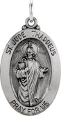Sterling Silver 25x18 mm Oval St. Jude Thaddeus Medal  
