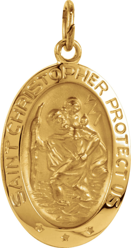 14K Yellow Gold 19x14 mm Oval St. Christopher Medal