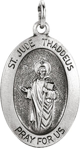 Sterling Silver 19x13.5 mm Oval St. Jude Thaddeus Medal  
