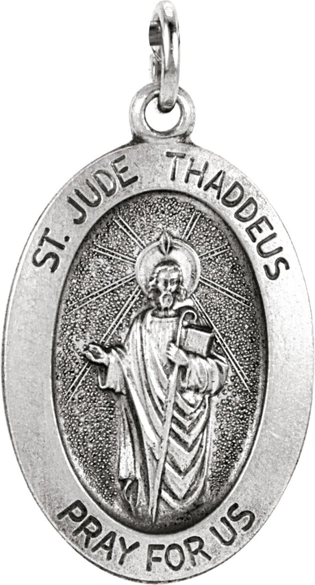 Sterling Silver 19x13.5 mm Oval St. Jude Thaddeus Medal  