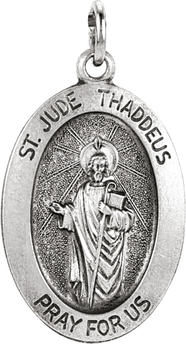 Sterling Silver 19x13.5 mm Oval St. Jude Thaddeus Medal  