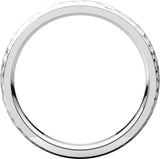 18K White 2 mm Half Round Edge Band with Hammered Texture Size 5
