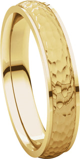 14K Yellow 4 mm Half Round Edge Band with Hammered Texture Size 8