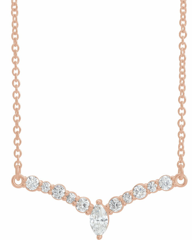 14K Rose 1/3 CTW Natural Diamond V 18" Necklace