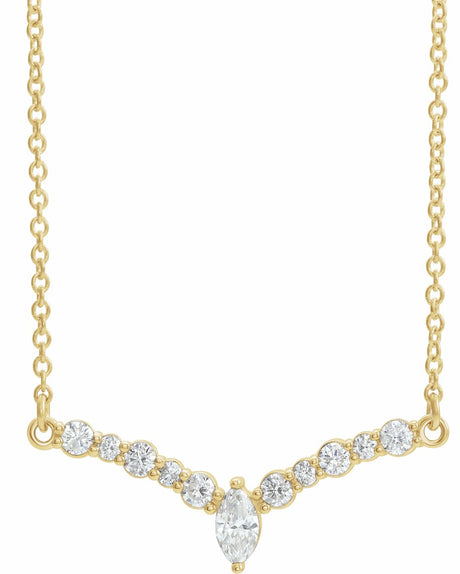 14K Yellow 1/3 CTW Natural Diamond V 18" Necklace