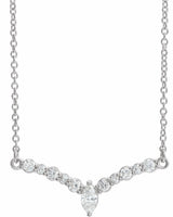 14K White Gold 1/3 CTW Natural Diamond V 18" Necklace