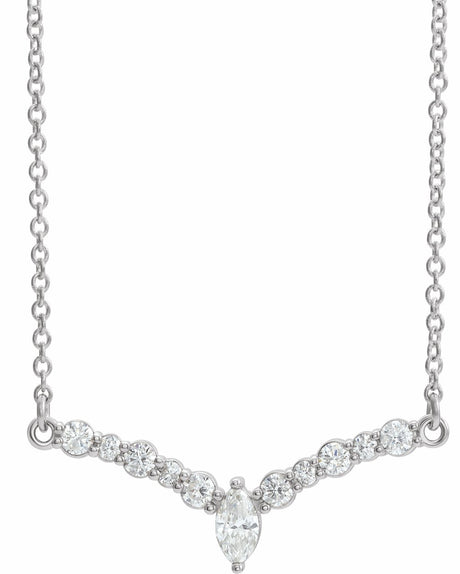 14K White 1/3 CTW Natural Diamond V 18" Necklace
