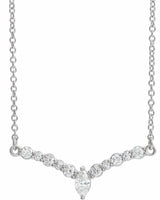 14K White 1/3 CTW Natural Diamond 18" "V" Necklace 