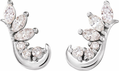 14K White 1/4 CTW Natural Diamond Earring Climbers