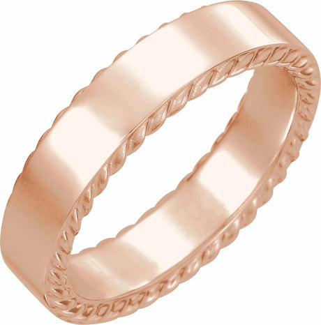 14K Rose Gold 6 mm Rope Edge Flat Band Size 10