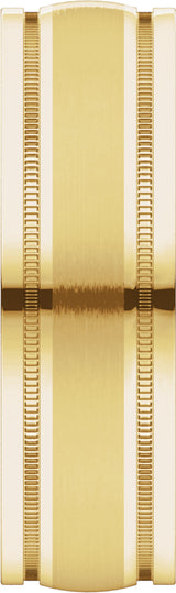 14K Yellow 6 mm Flat Edge Comfort-Fit Band with Milgrain & Satin Finish