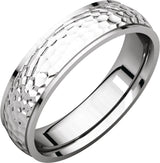 Sterling Silver 5 mm Half Round Edge Band with Hammered Texture Size 10