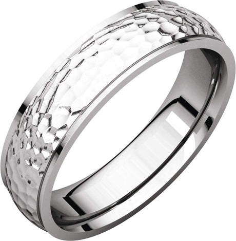 14K White Gold 5 mm Stepped-Edge Comfort-Fit Half Round Band Size 7