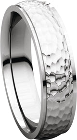 14K White 5 mm Stepped-Edge Comfort-Fit Half Round Band