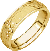 10K Yellow 5 mm Half Round Edge Band with Hammered Texture Size 8.5