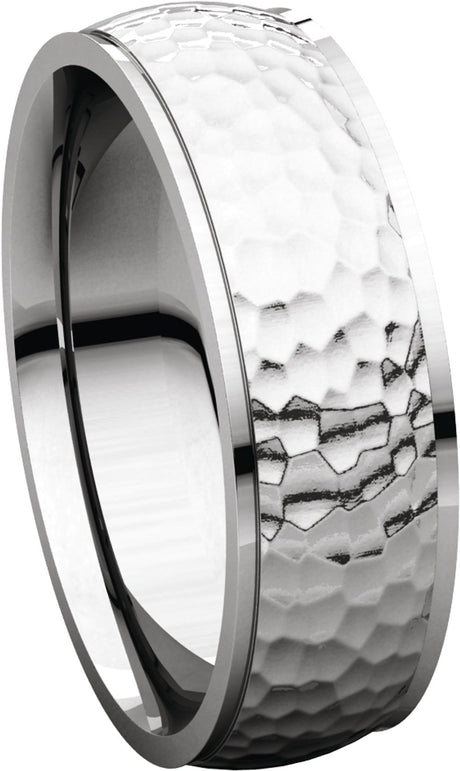 14K White Gold 6 mm Stepped-Edge Comfort-Fit Half Round Band Size 8.5