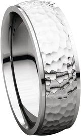 14K White Gold 6 mm Stepped-Edge Comfort-Fit Half Round Band Size 8.5