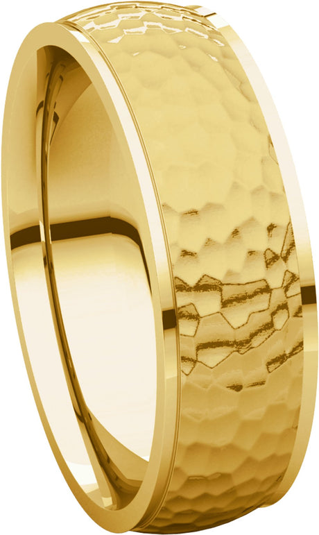 14K Yellow Gold 6 mm Stepped-Edge Comfort-Fit Half Round Band Size 8.5