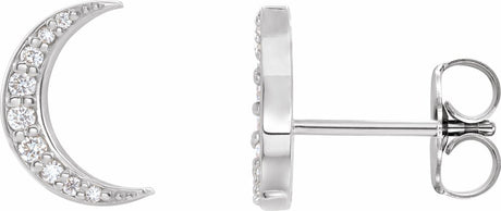14K White Gold 1/10 CTW Lab-Grown Crescent Moon Stud Earrings