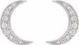 14K White 1/10 CTW Lab-Grown Crescent Moon Stud Earrings