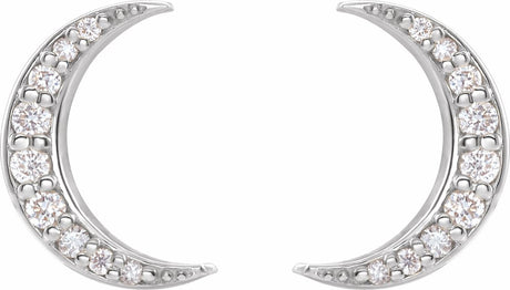 14K White 1/10 CTW Natural Diamond Crescent Moon Earrings