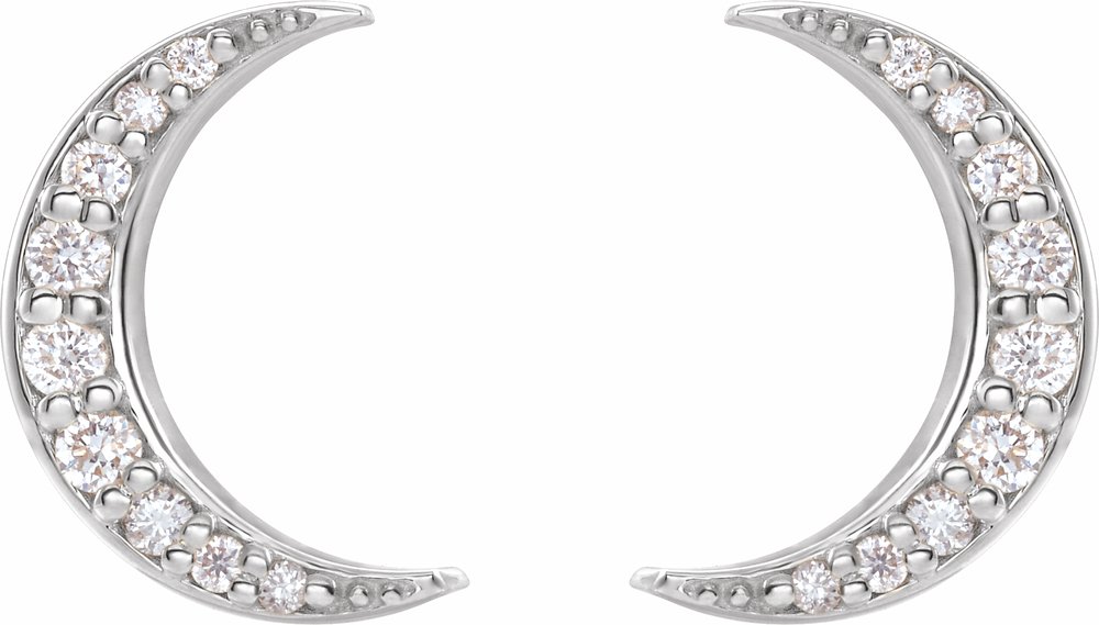 14K White 1/10 CTW Natural Diamond Crescent Moon Earrings