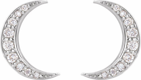 14K White 1/10 CTW Lab-Grown Crescent Moon Stud Earrings
