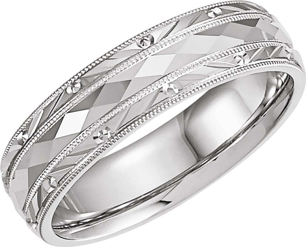 Sterling Silver 6 mm Faceted Band Size 8