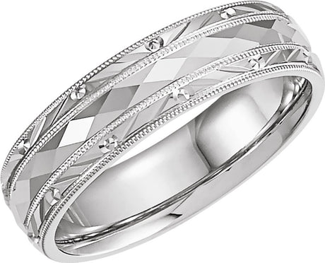 Sterling Silver 6 mm Faceted Band Size 8