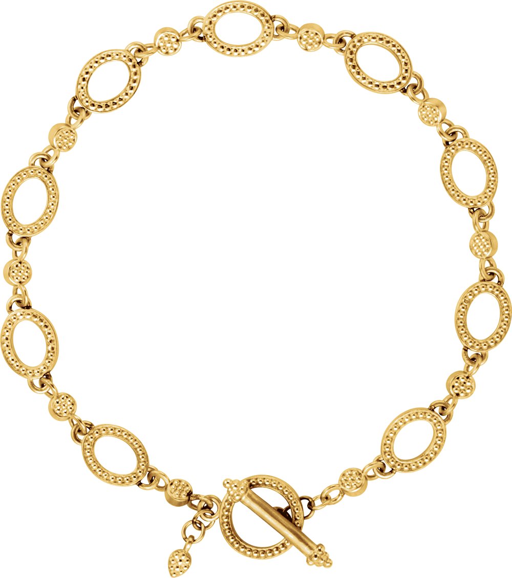 14K Yellow Granulated Link 7 1/2" Bracelet