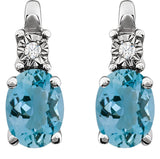 14K White Natural Aquamarine & .02 CTW Natural Diamond Earrings