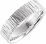 Platinum 6 mm Tree Bark-Inspired Comfort-Fit Flat Band Size 10