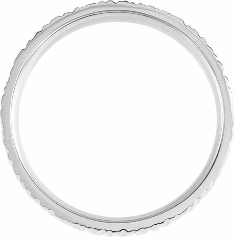 14K White Gold 6 mm Tree Bark-Inspired Comfort-Fit Flat Band Size 6