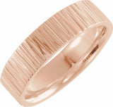 10K Rose Gold 6 mm Tree Bark-Inspired Comfort-Fit Flat Band Size 9.5