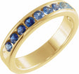 14K Yellow Gold Natural Blue Sapphire & Natural Aquamarine Anniversary Band