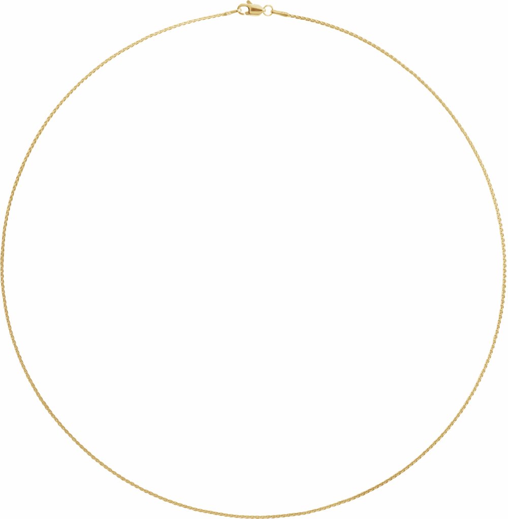 14K Yellow Gold 1 mm Wheat 24" Chain