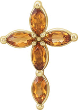 14K Yellow Natural Citrine Cross Pendant